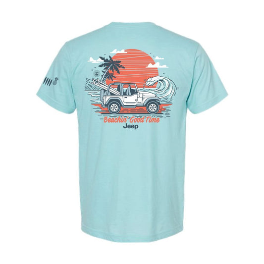 Mens Jeep® Wrangler Beachin' Good Time T-Shirt - Ice Blue Heather - Speedlogix