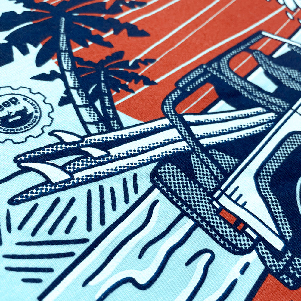 Mens Jeep® Wrangler Beachin' Good Time T-Shirt - Ice Blue Heather - Speedlogix