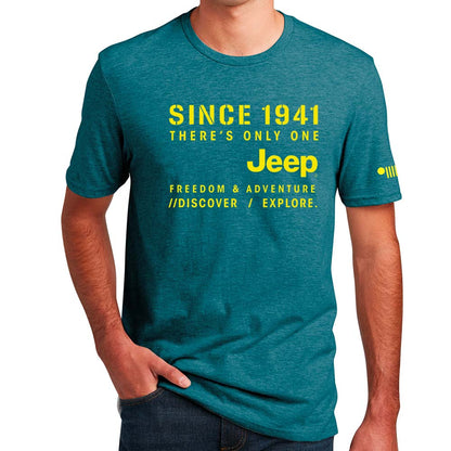 Mens Jeep®Stencil T-Shirt - Heather Deep Ocean Green - Speedlogix