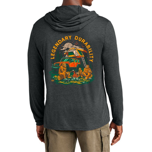 Mens Long Sleeve Hooded Jeep® Sasquatch Family T-Shirt - Black Heather - Speedlogix