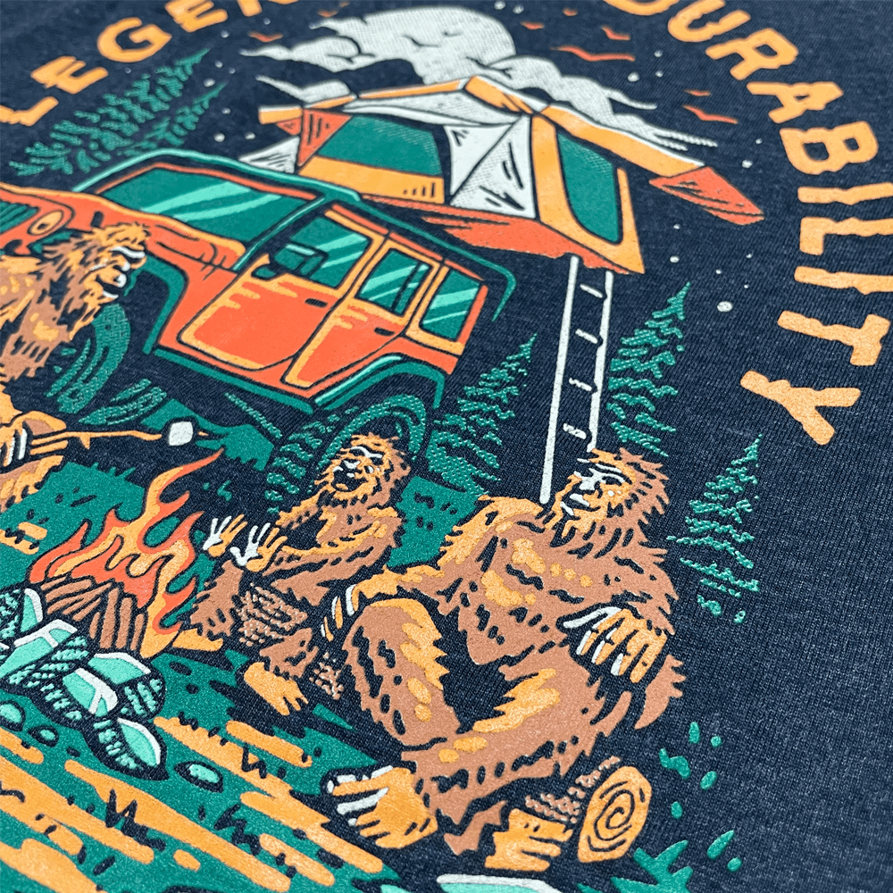 Mens Long Sleeve Hooded Jeep® Sasquatch Family T-Shirt - Black Heather - Speedlogix