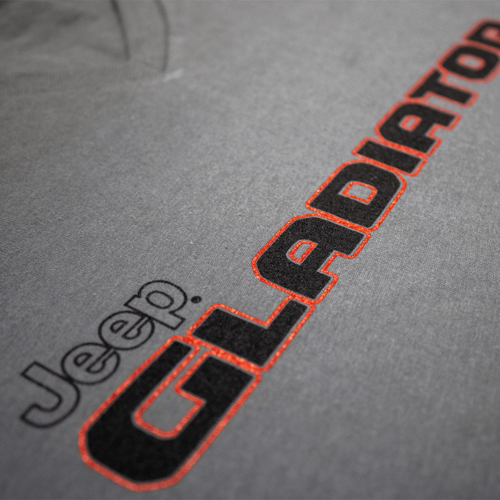 Mens/Unisex V - neck Jeep® Gladiator Red/Black T-Shirt - Slate Grey - Speedlogix
