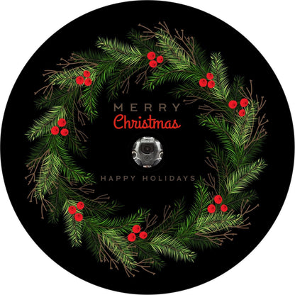 Merry Christmas Wreath Spare Tire Cover - Jeep, Bronco, RV, Camper & More - Speedlogix