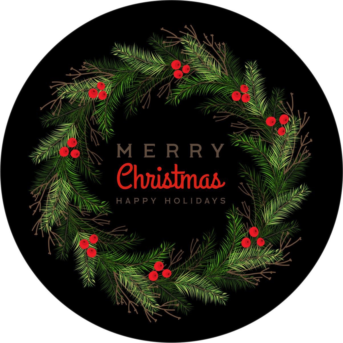 Merry Christmas Wreath Spare Tire Cover - Jeep, Bronco, RV, Camper & More - Speedlogix