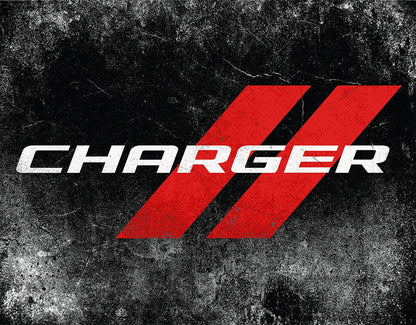 Metal Sign - Dodge Charger Text - Speedlogix