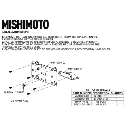 Mishimoto Front License Plate Relocation Kit 2021 - 2023 Bronco - Speedlogix