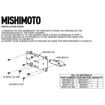 Mishimoto Front License Plate Relocation Kit 2021-2023 Bronco