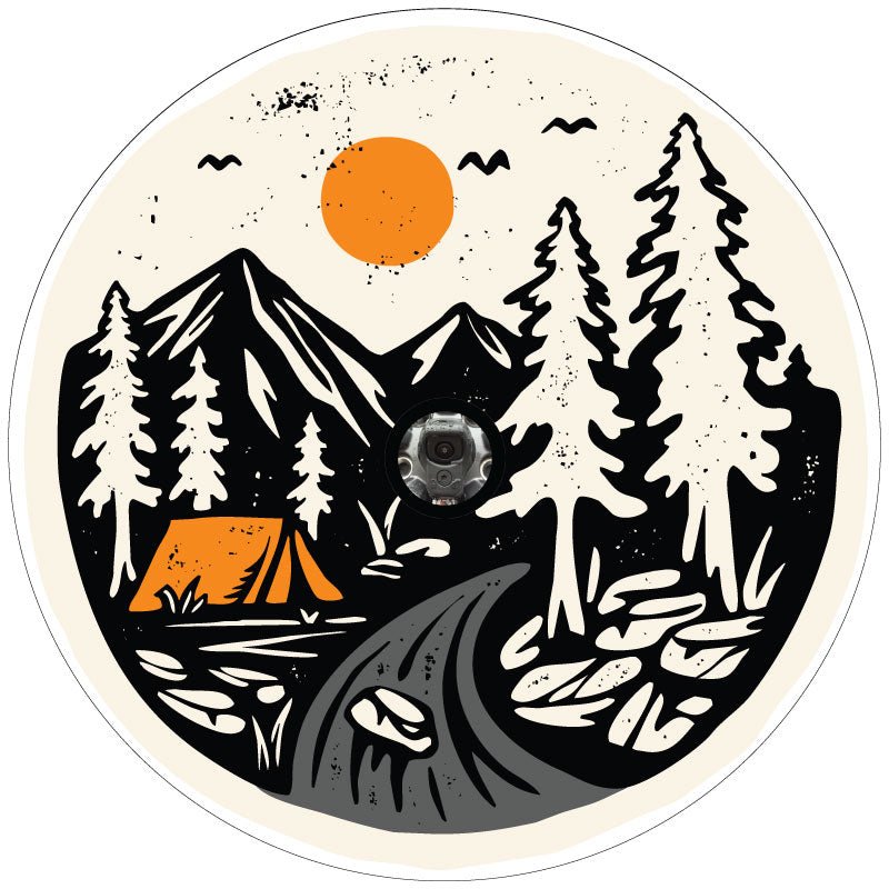 Mountain Camping On The River Vintage Bronco Spare Tire Cover - Speedlogix