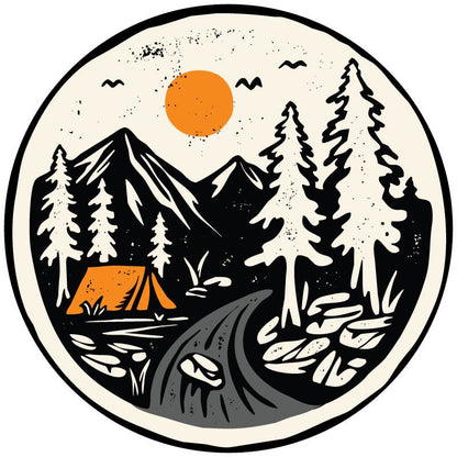 Mountain Camping On The River Vintage Bronco Spare Tire Cover - Speedlogix