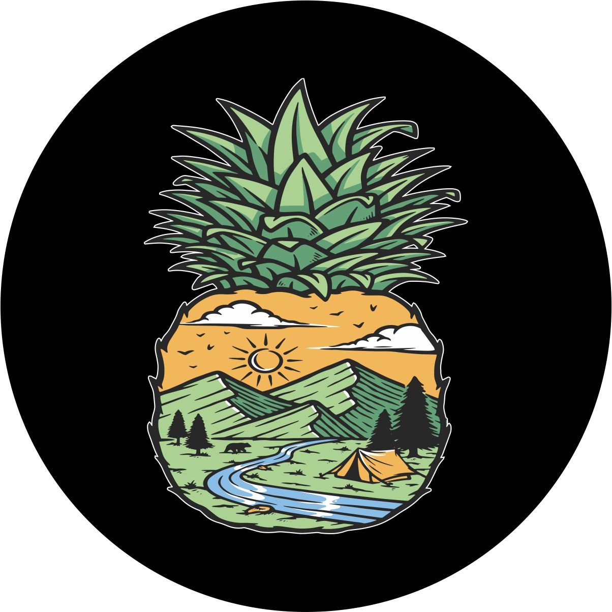 Mountain & River Inside Pineapple Bronco Spare Tire Cover - Speedlogix