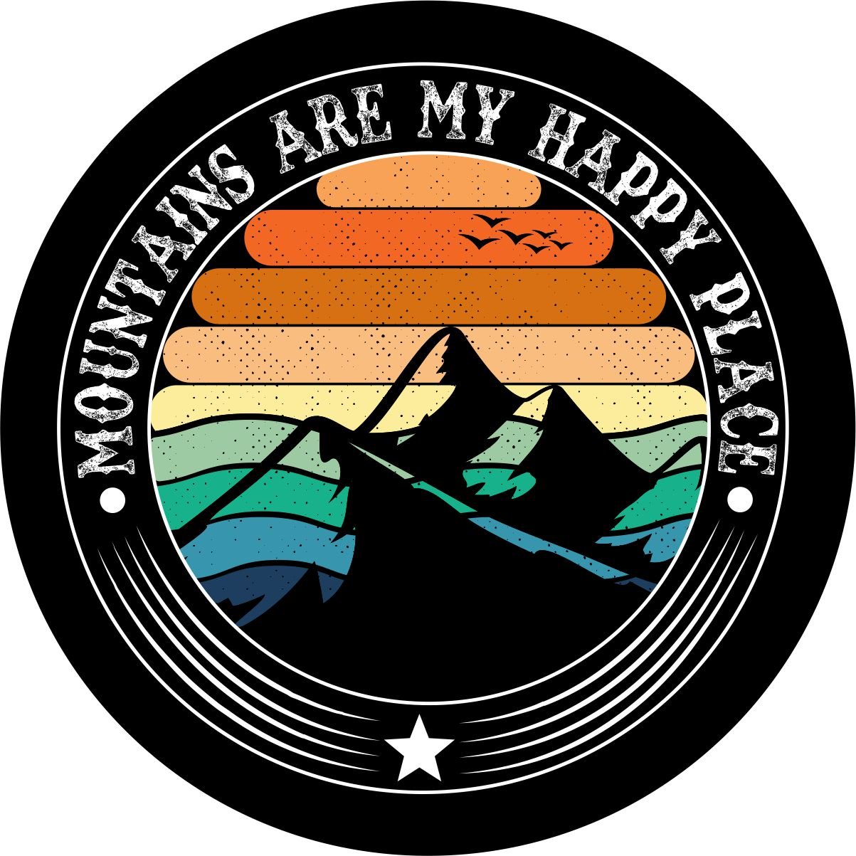 Mountains are my Happy Place Bronco Spare Tire Cover - Speedlogix