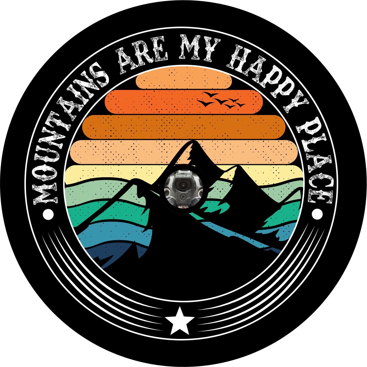 Mountains are my Happy Place Bronco Spare Tire Cover - Speedlogix