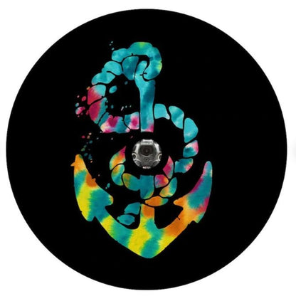 Multicolor Tie Dye Nautical Boat Anchor Bronco Spare Tire Cover - Speedlogix