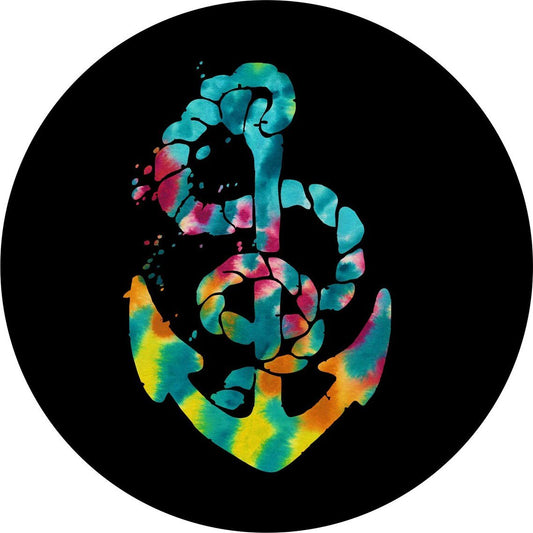 Multicolor Tie Dye Nautical Boat Anchor Bronco Spare Tire Cover - Speedlogix