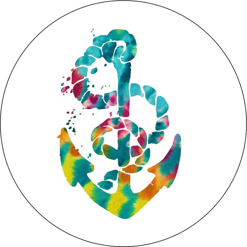 Multicolor Tie Dye Nautical Boat Anchor Bronco Spare Tire Cover - Speedlogix