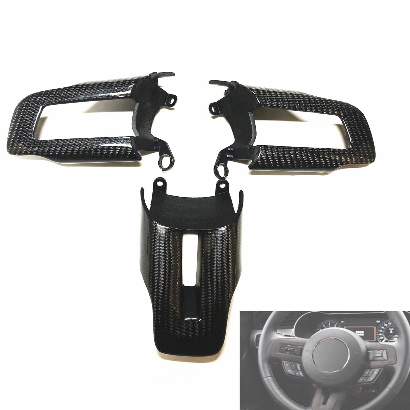 MUSTANG 15 - 23 CARBON FIBER STEERING WHEEL BUTTON TRIM REPLACEMENT - Speedlogix