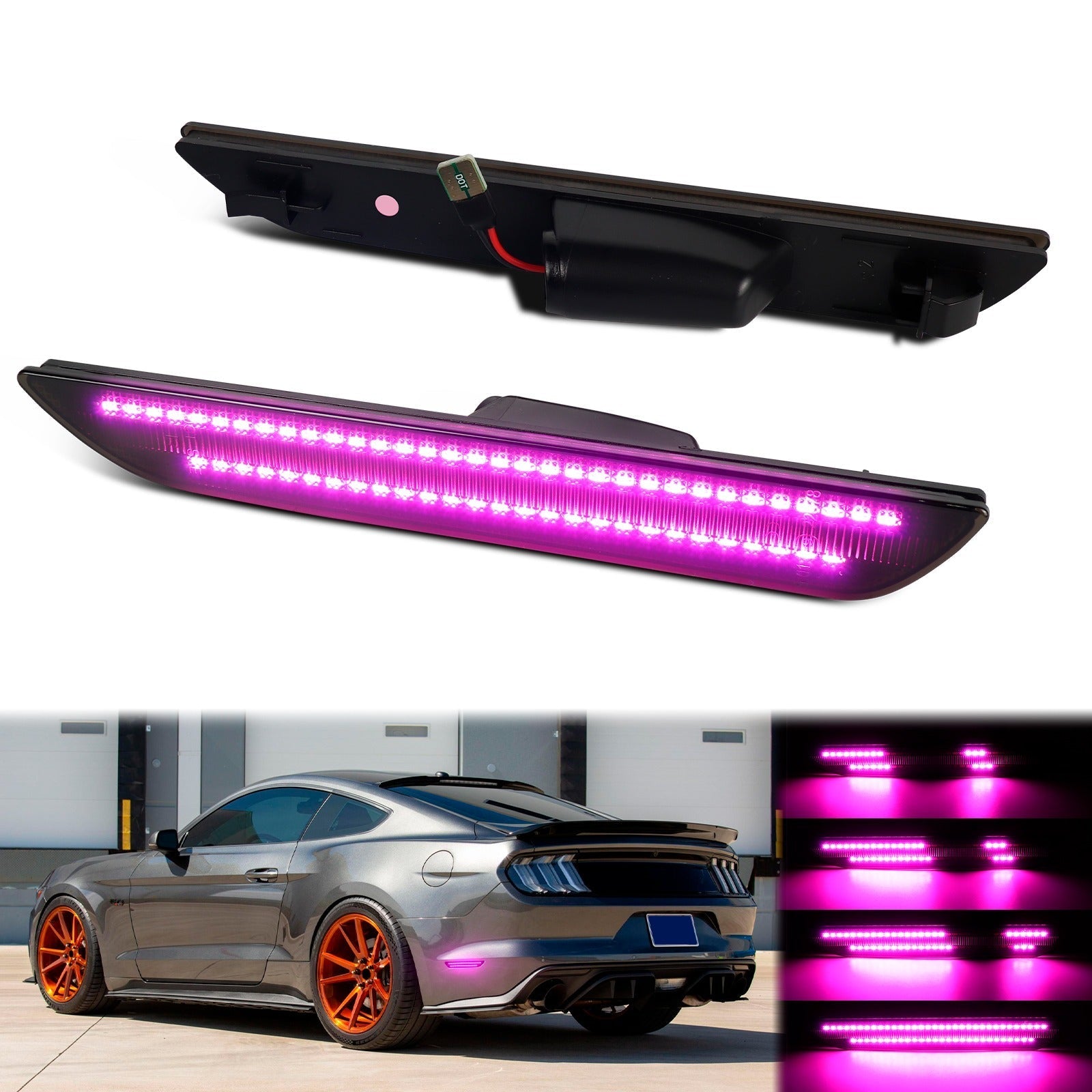 MUSTANG 15 - 23 REAR DYNAMIC SMOKED LED SIDE MARKERS - Speedlogix