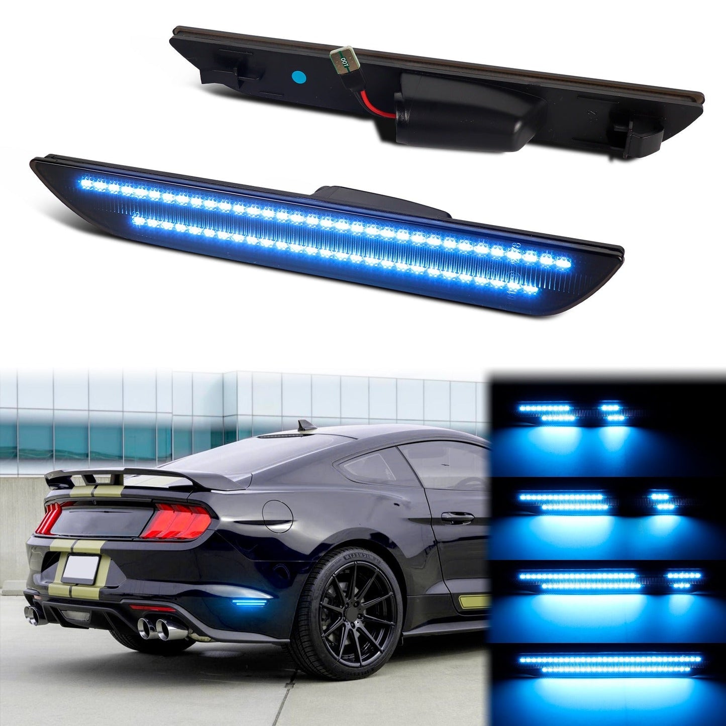 MUSTANG 15 - 23 REAR DYNAMIC SMOKED LED SIDE MARKERS - Speedlogix