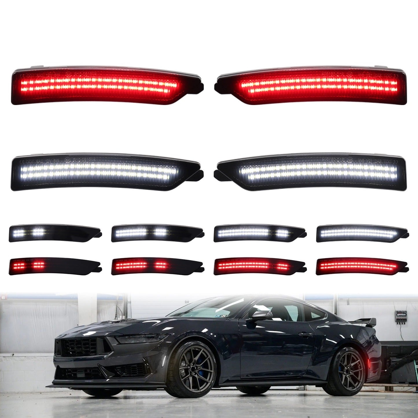 MUSTANG 24 - 26 FRONT/REAR DYNAMIC SMOKED LED SIDE MARKERS - Speedlogix