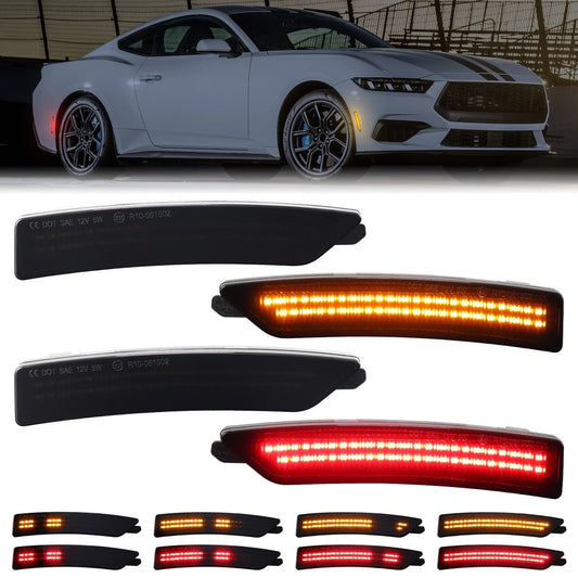 MUSTANG 24 - 26 FRONT/REAR DYNAMIC SMOKED LED SIDE MARKERS - Speedlogix