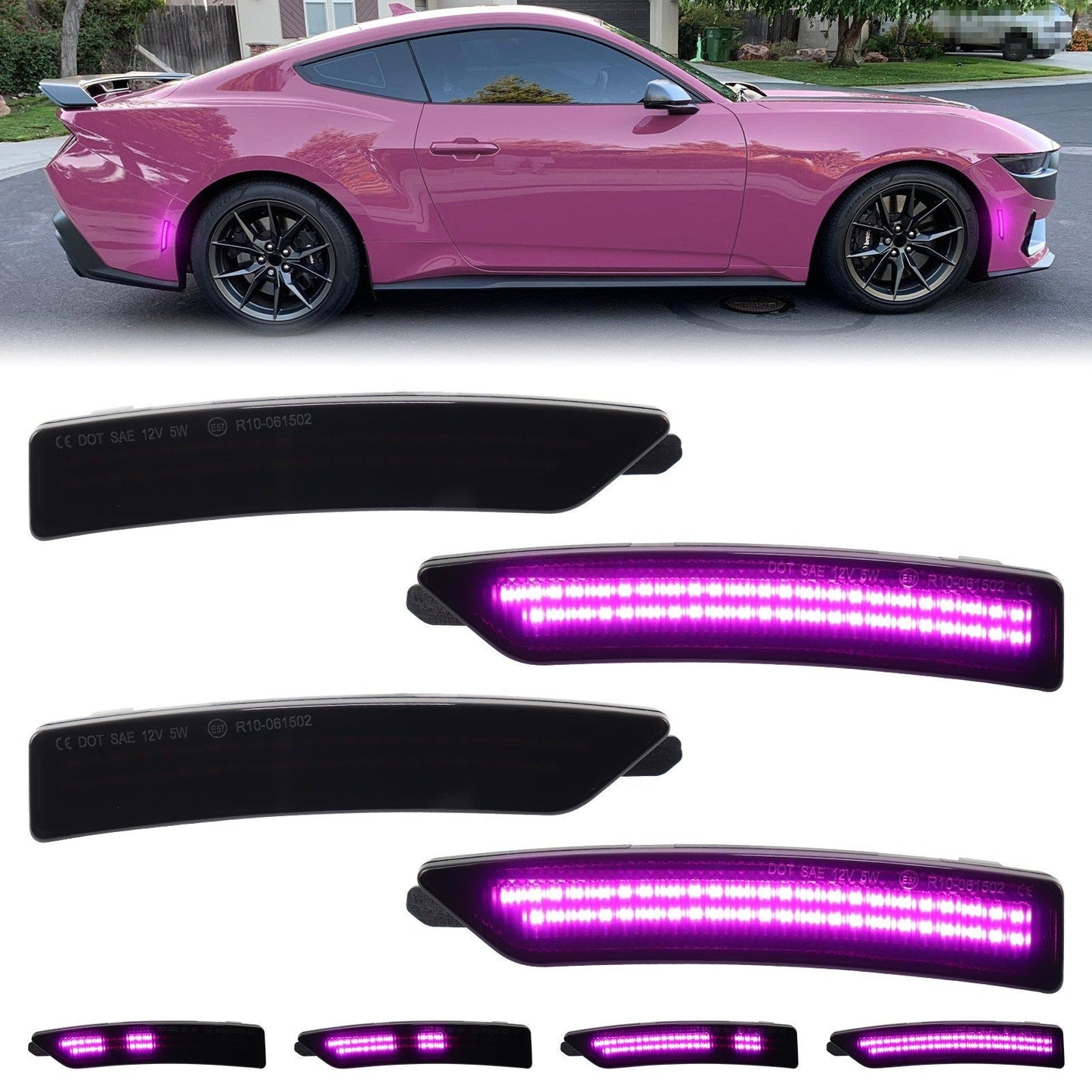MUSTANG 24 - 26 FRONT/REAR DYNAMIC SMOKED LED SIDE MARKERS - Speedlogix