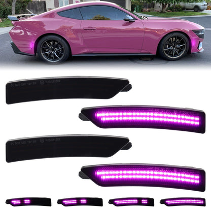 MUSTANG 24 - 26 FRONT/REAR DYNAMIC SMOKED LED SIDE MARKERS - Speedlogix