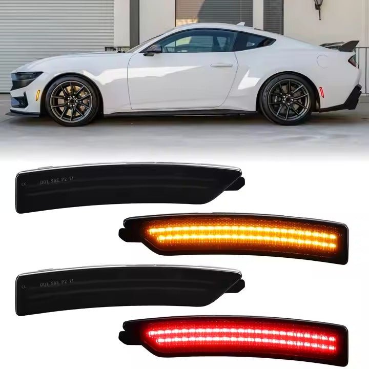 MUSTANG 24 - 26 FRONT/REAR SMOKED LED SIDE MARKERS - Speedlogix