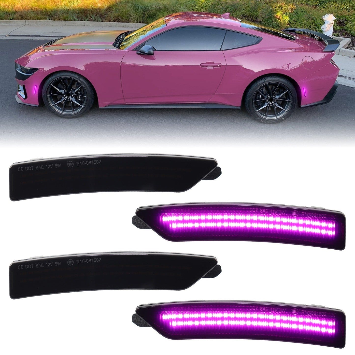 MUSTANG 24 - 26 FRONT/REAR SMOKED LED SIDE MARKERS - Speedlogix