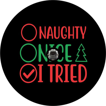 Naughty, Nice, I Tried Checklist - Christmas Bronco Spare Tire Cover - Speedlogix