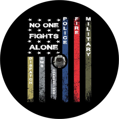 No One Fights Alone American Flag Bronco Spare Tire Cover - Speedlogix