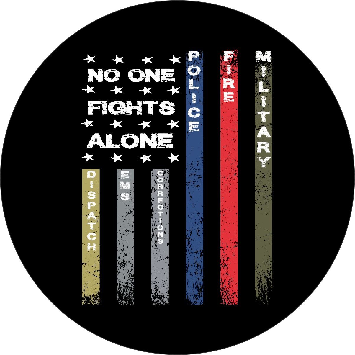 No One Fights Alone American Flag Bronco Spare Tire Cover - Speedlogix