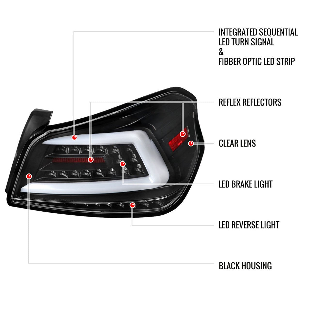 NTXGLOW BLACK LED tail lights (2015 - 2021 Subaru WRX) - Speedlogix