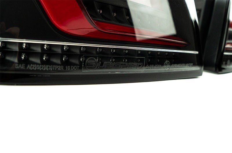 OLM Evolution Tail Lights (Clear Lens, Black Base, Red Bar) - 2015 - 2021 WRX / STI - Speedlogix