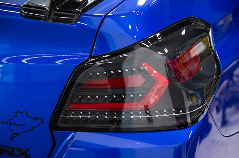 OLM Evolution Tail Lights (Clear Lens, Black Base, Red Bar) - 2015 - 2021 WRX / STI - Speedlogix
