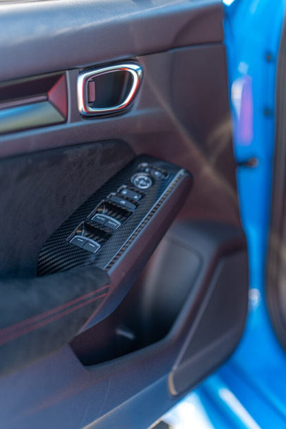 OLM LE Carbon Fiber Window Switch Panel Covers (Set of 4) - 2022+ FL Honda Civic / FL5 Type R - Speedlogix