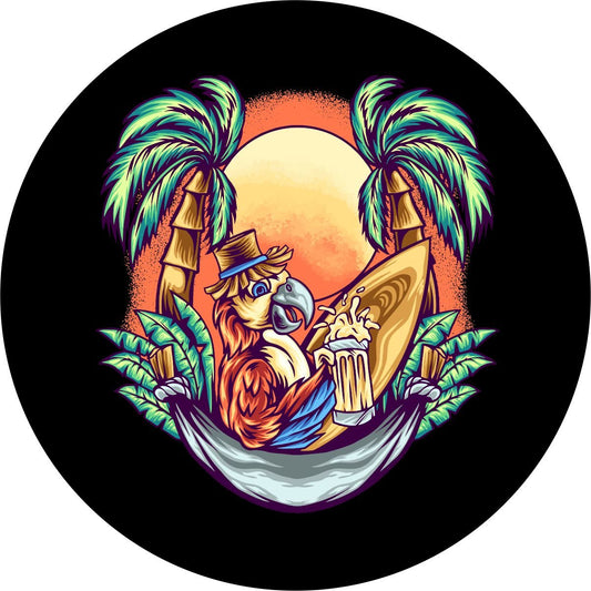 Parrot in a Hammock at Sunset Bronco Spare Tire Cover - Speedlogix