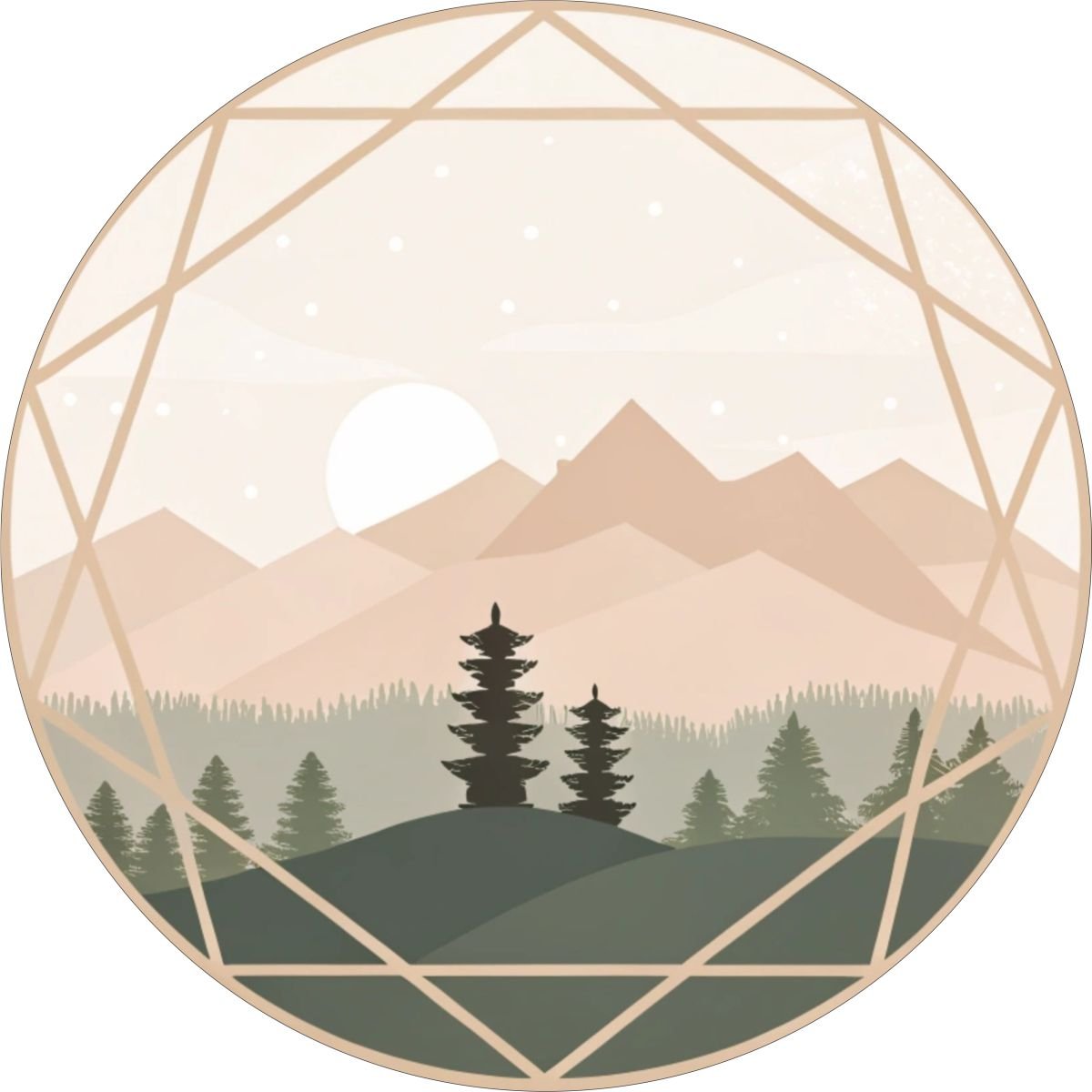 Pastel Gradient Geometric Mountain Landscape with Sun Bronco Spare Tire Cover - Speedlogix