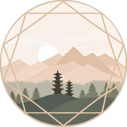 Pastel Gradient Geometric Mountain Landscape with Sun Bronco Spare Tire Cover - Speedlogix