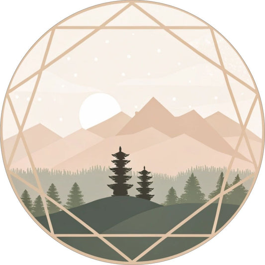 Pastel Gradient Geometric Mountain Landscape with Sun Bronco Spare Tire Cover - Speedlogix