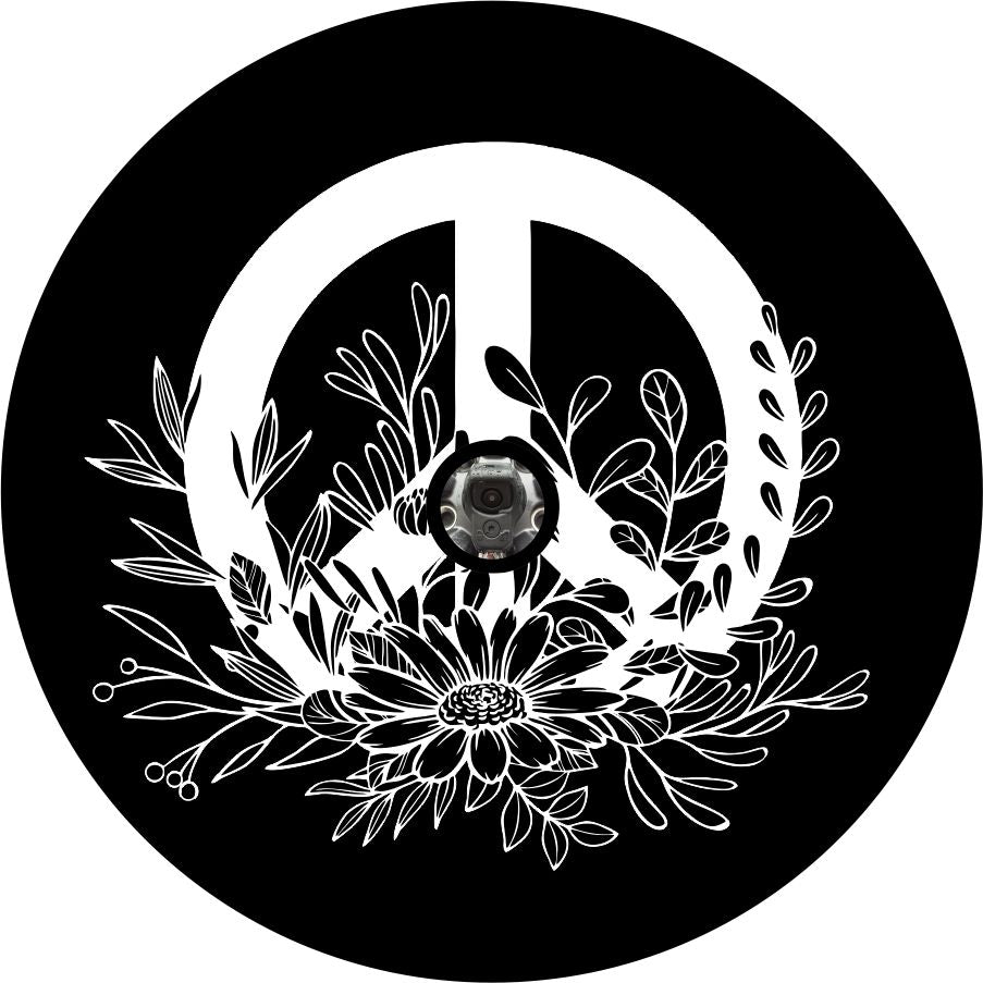 Peace Sign with Wildflowers Bronco Spare Tire Cover - Speedlogix