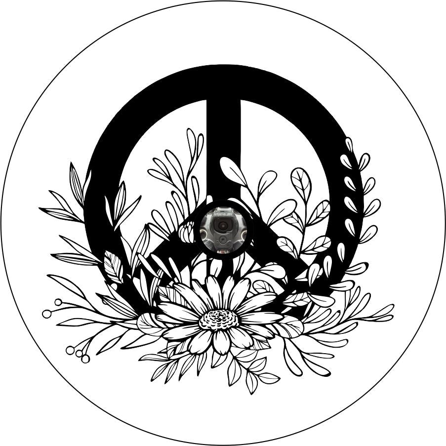 Peace Sign with Wildflowers Bronco Spare Tire Cover - Speedlogix