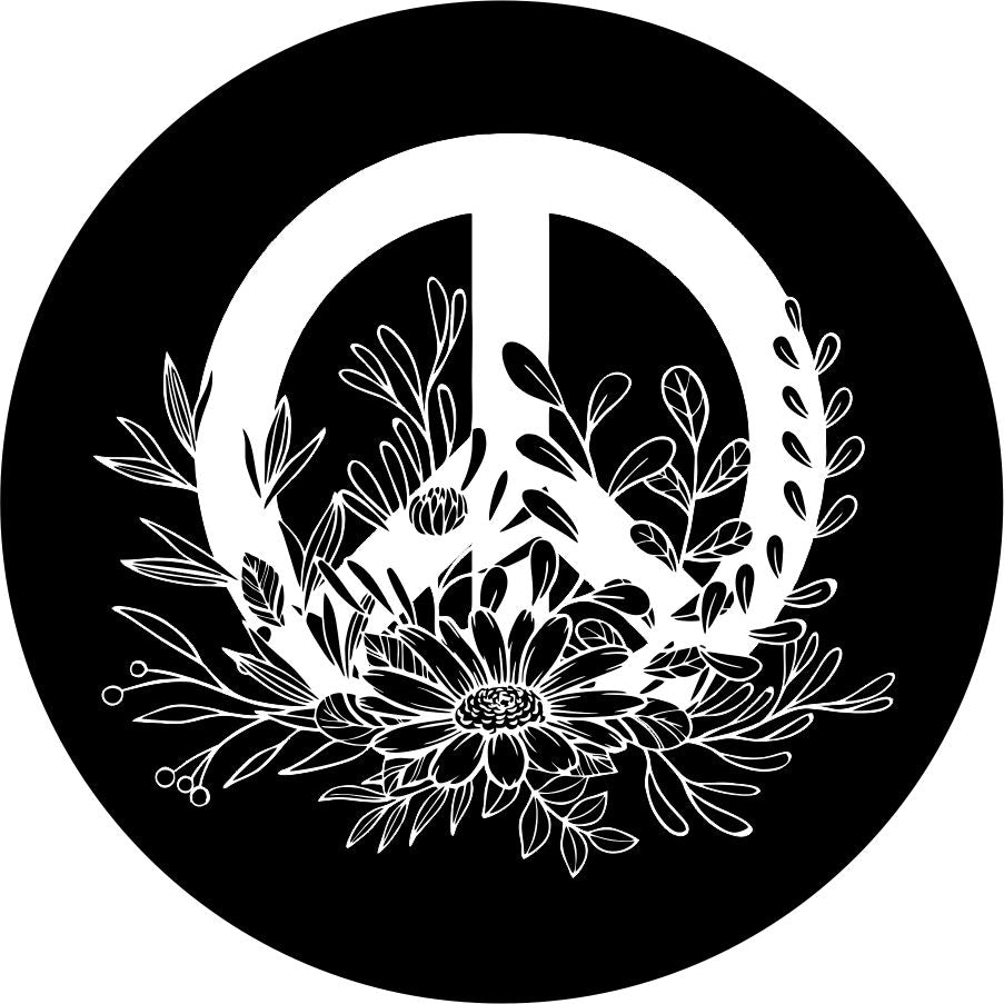 Peace Sign with Wildflowers Bronco Spare Tire Cover - Speedlogix
