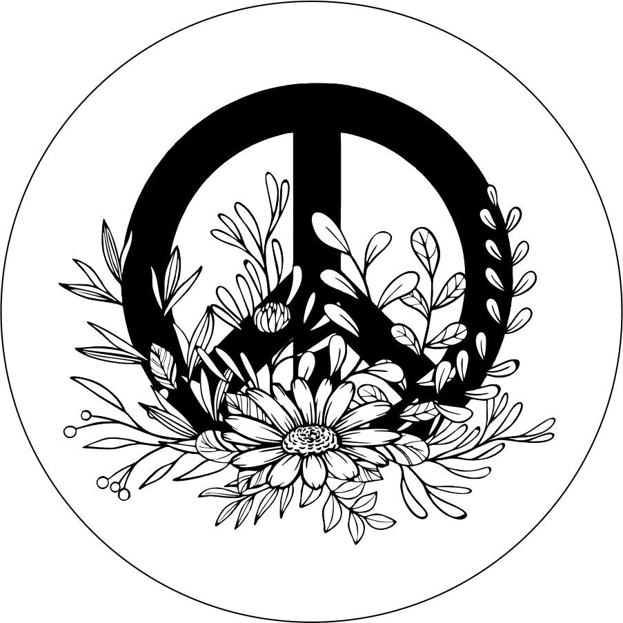Peace Sign with Wildflowers Bronco Spare Tire Cover - Speedlogix
