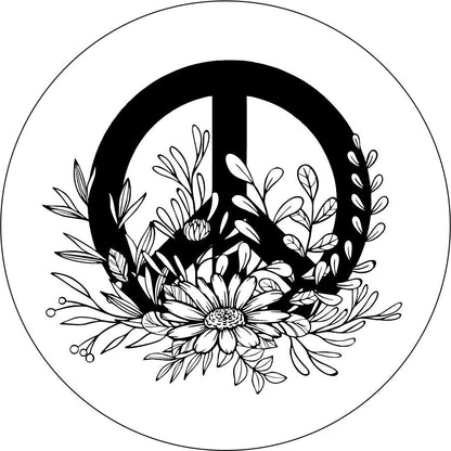 Peace Sign with Wildflowers Bronco Spare Tire Cover - Speedlogix
