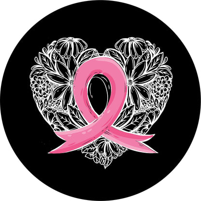 Pink Ribbon Breast Cancer + Heart Bronco Spare Tire Cover - Speedlogix