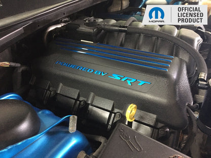 Powered by SRT Engine Cover Overlay Decals - 2015 - 2023 Challenger Scat Pack - Speedlogix