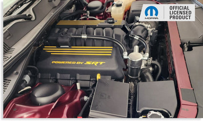 Powered by SRT Engine Cover Overlay Decals - 2015 - 2023 Challenger Scat Pack - Speedlogix