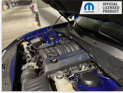 Powered by SRT Engine Cover Overlay Decals - 2015 - 2023 Charger Scat Pack - Speedlogix