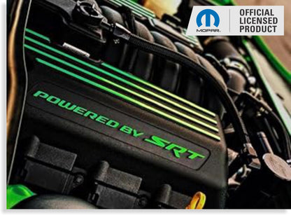 Powered by SRT Engine Cover Overlay Decals - 2015 - 2023 Charger Scat Pack - Speedlogix