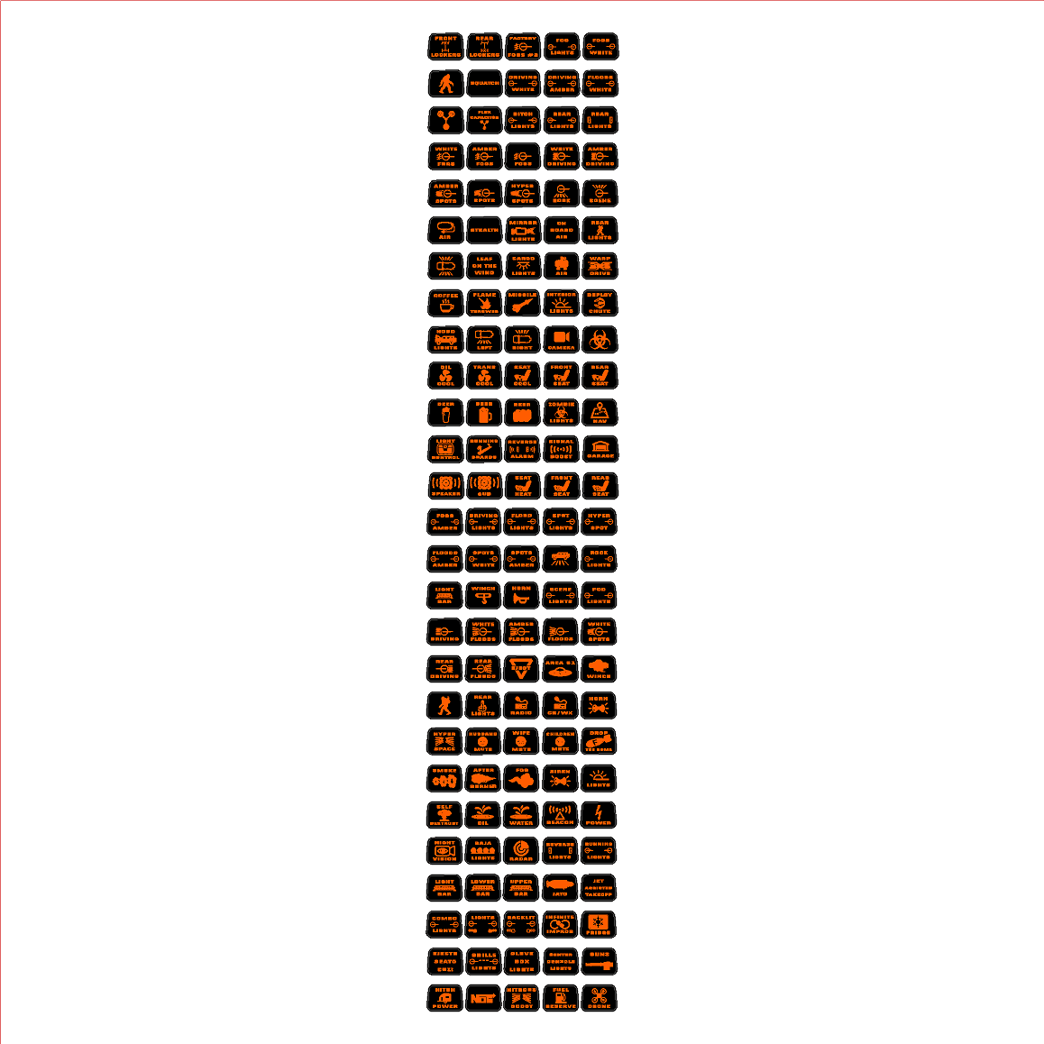 Printed Series Auxiliary Switch Labels (Upfitter) - 2021+ Bronco / F - 150 Tremor / F - 150 Raptor / Ranger Tremor / 2023+ Super Duty / 25+ Bronco Sport - Speedlogix